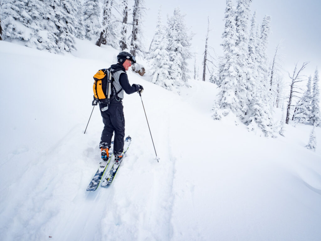 Climbing for turns in the backcountry of Brundage Mountain Resort, McCall, Idaho