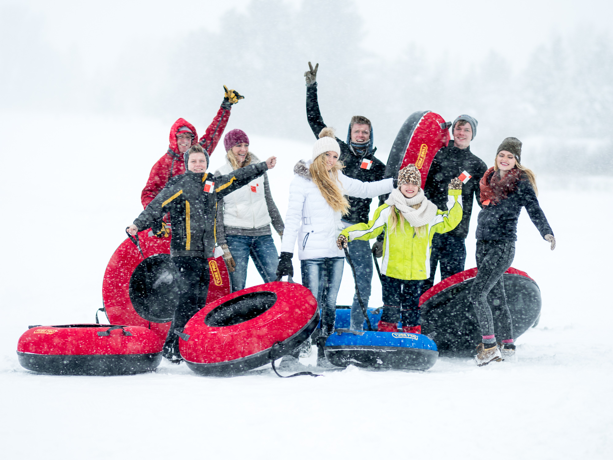 Tubing in the snow at The Activity Barn, McCall, Idaho.